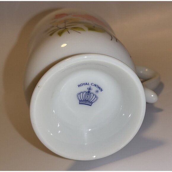 Vintage Royal Crown Butterfly And Flowers With Green/Yellow Stripe Mug RARE - Picture 11 of 12